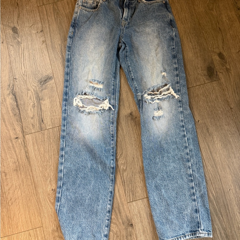 PacSun Women's Blue Distressed Boyfriend Jeans